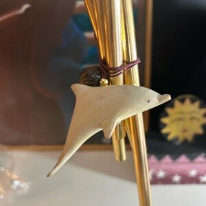 Dolphin Wooden Wind Chimes Gold and Cream Indonesia